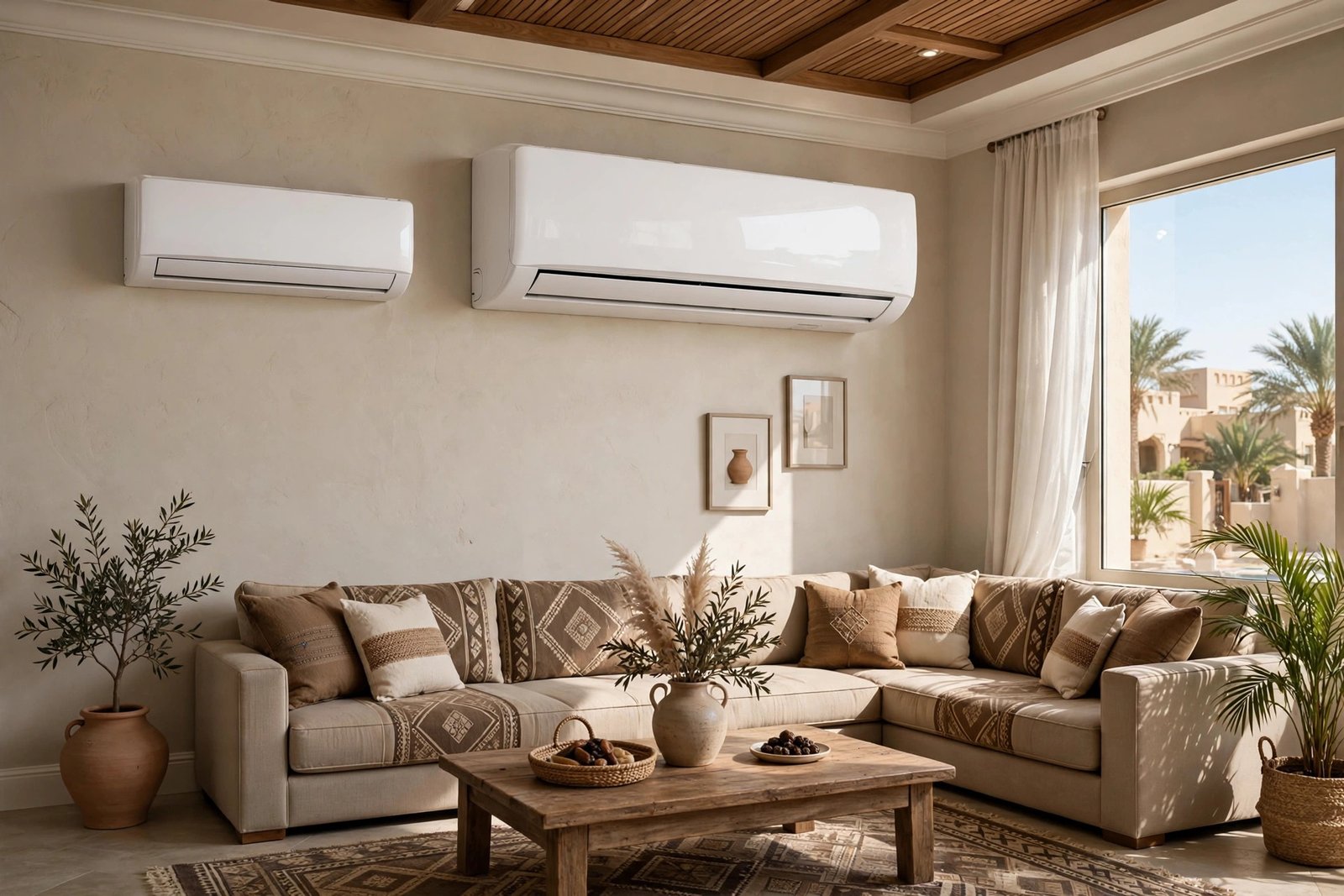Side by side comparison of a small and a large split AC indoor unit for the 1.5 ton vs 2 ton ac decision