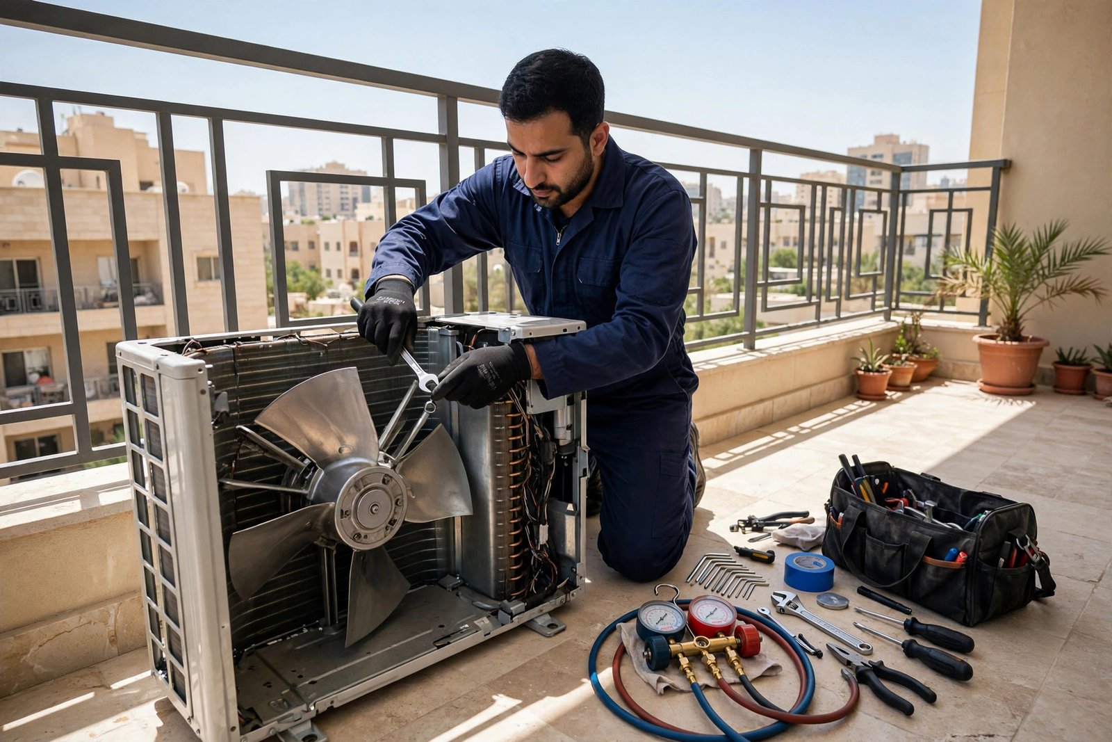Outdoor condenser fan blade, a common source of split AC noisy parts noise