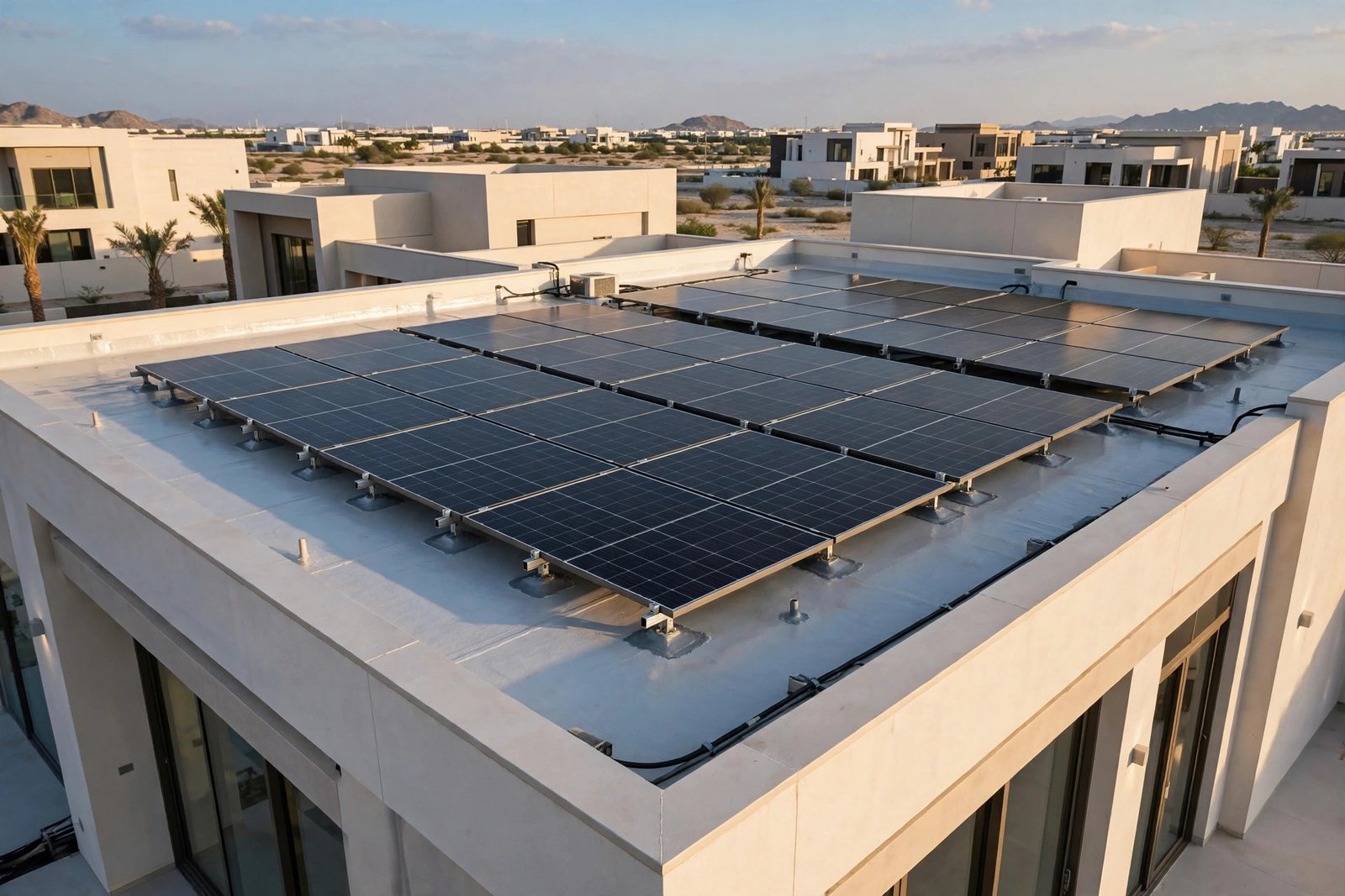 Solar panel mount waterproofing tips: sealed rooftop array on a Saudi villa