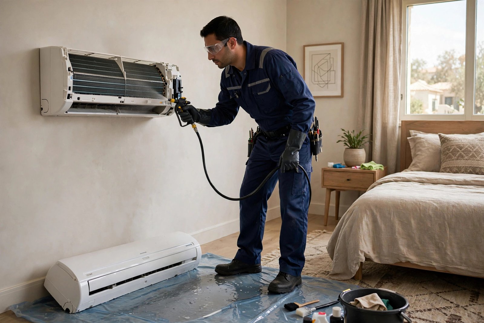 Deep coil cleaning included in Carrier AC repair Riyadh maintenance service