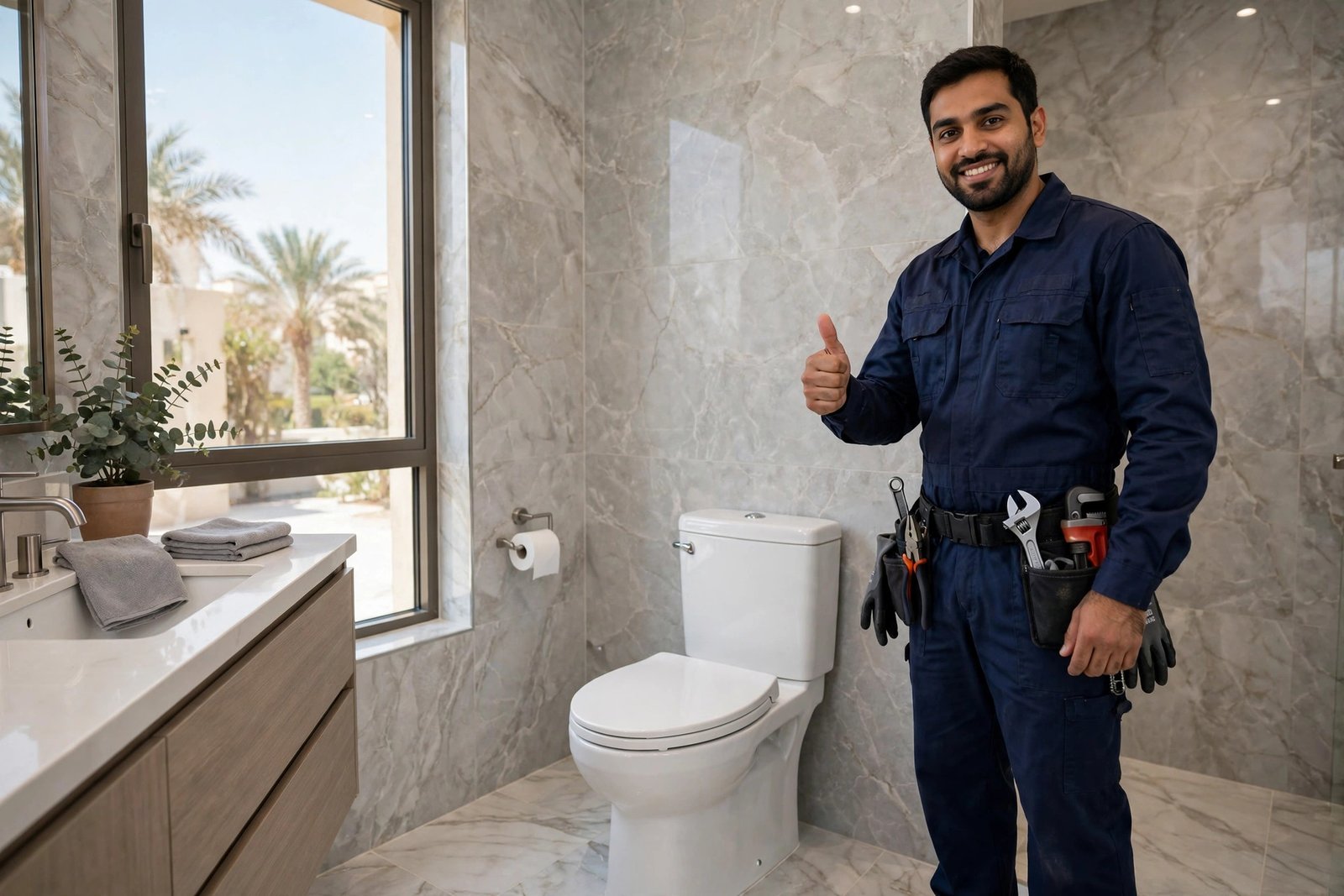 Toilet keeps running fix completed in Riyadh villa bathroom by certified plumber