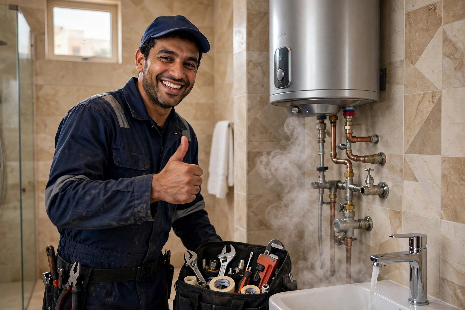 Fixed water heater with no thermostat failure signs, hot water restored by a SheelTalab plumber