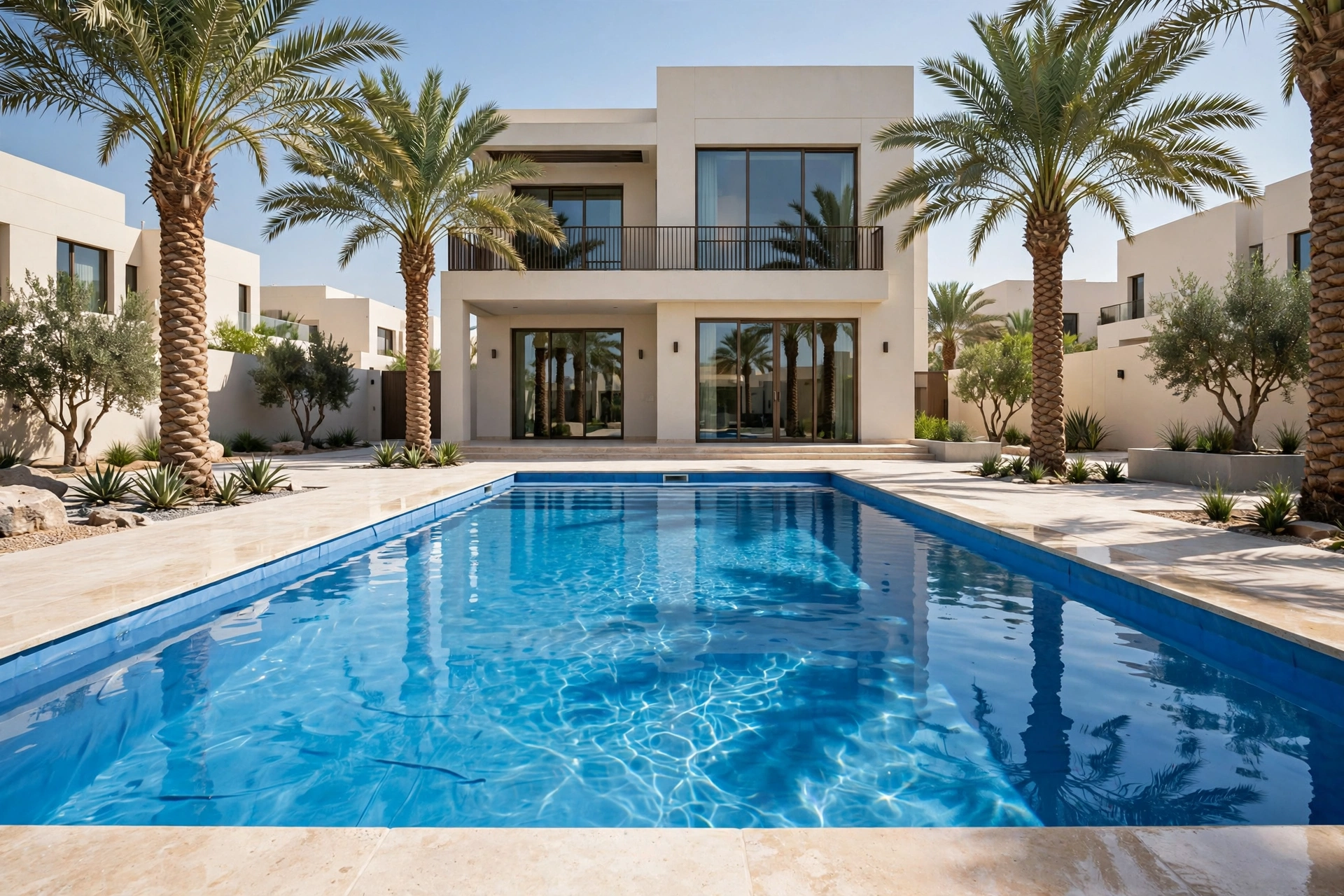 Finished villa pool in Riyadh after swimming pool waterproofing Riyadh treatment